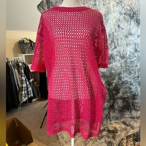 NWT Turtle Bay Pink Mesh Top Size 10 - Beach Coverup Perfection!